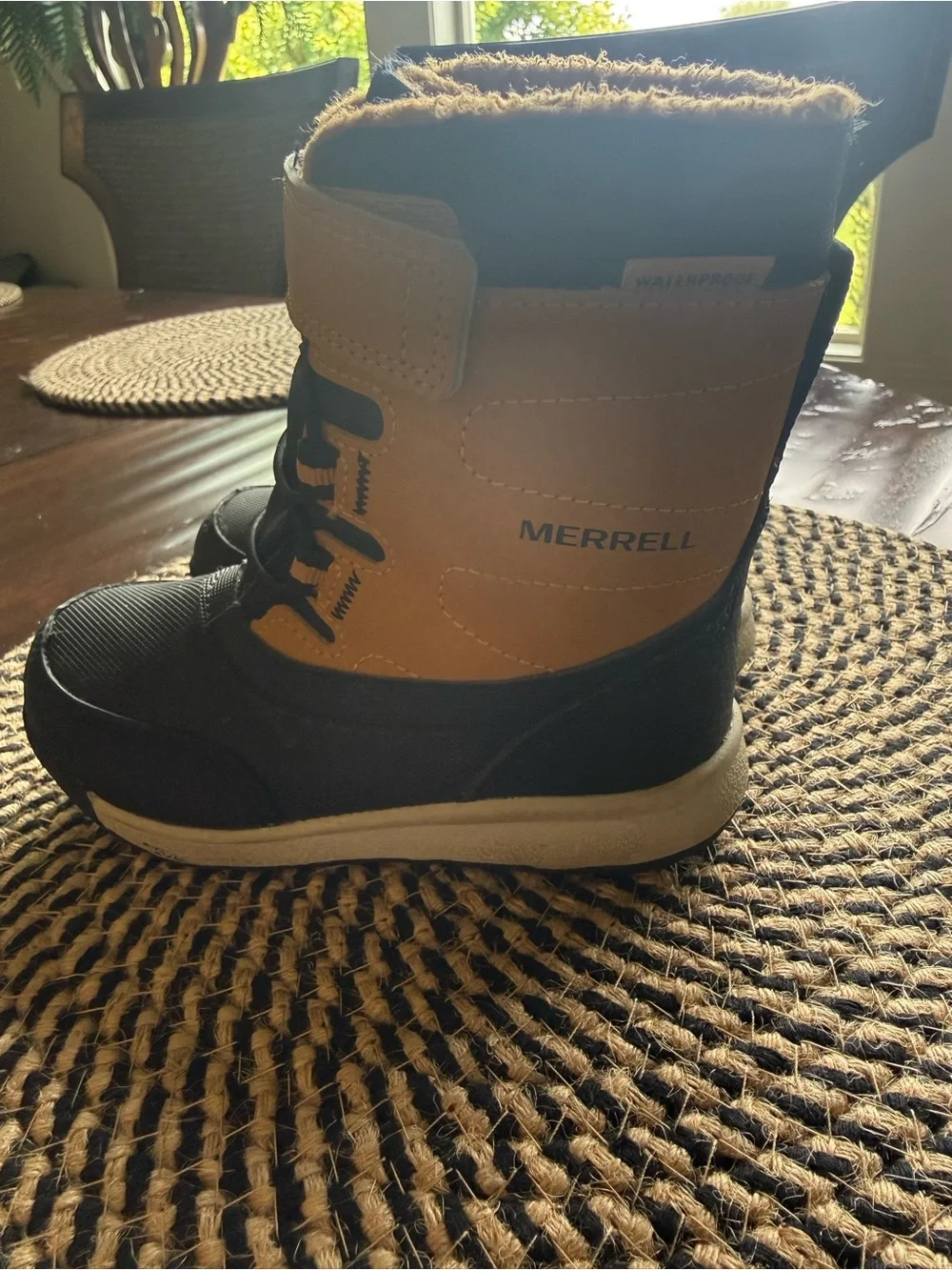 Merrell Kids Black and Tan Waterproof Winter Boots
